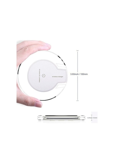 Sandwich Siyah Kablosuz Qi Şarj Cihazı, Hızlı Şarj, Güvenli Kristal Stand, Telefon Destekli