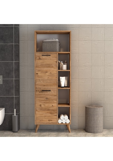 Suna İki Kapaklı 9 Raflı Banyo Dolabı Çam - Bdl0402 Çam