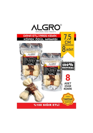 Algro Dana Etli Doğal Ödül Kemiği 7.5 CM 25 G 2 x 4'lü