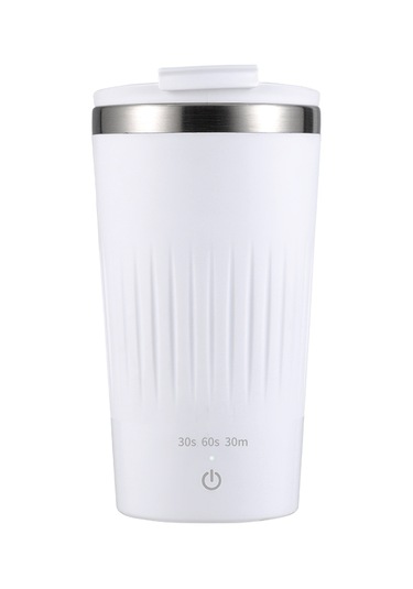 Geeroyoo "300ml Otomatik Manyetik Karıştırıcılı Paslanmaz Çelik Termos - Kahve, Süt, Kakao İçin 3 Hızlı Usb Şarjlı" Beyaz