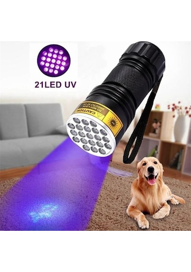 Valkyrie 21 Led 395nm Güneş Işığı Eltraviyole Uv El Feneri - Siyah Fener - Evcil Hayvan Otel Ev Temizlik Para Taş Mücevherat Siyah