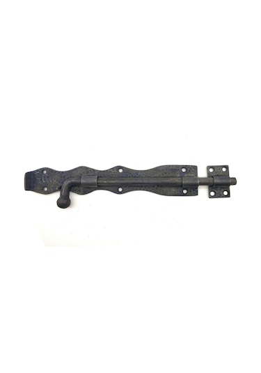 Antika Tarz Dekoratif Pirinç Dövme Kapı Sürgüsü - 25cm, Oksit