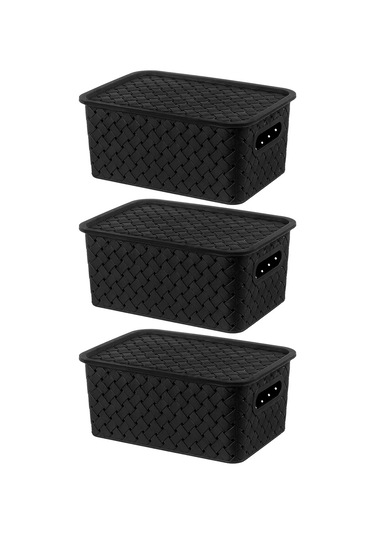 El Casa Kapaklı Saklama Sepeti 3 Adet, 3 L 59285445 Siyah