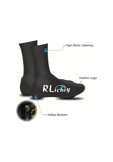 Willowhaven Siyah,l Silikon Bisiklet Ayakkabı Kılıfı Çifti Su Geçirmez Rüzgar Geçirmez Yeniden Kullanılabilir Tüm Hava Koşulları Altın