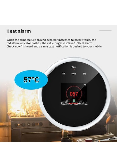 Tuya Wifi Doğal Gaz Sensörü Ev Akıllı Yanıcı Gaz Alarm Dedektörü Gaz Sızıntısı Sensörü Amazon Alexa Ve Google Asistan İle Uyumludur.