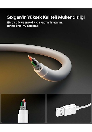 Spigen Essential 1m Usb-a To Usb-c 60w Kablo Aca08715 Beyaz