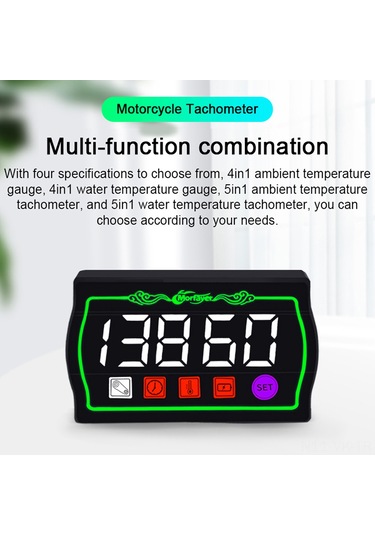 Vkemall Motosiklet Çok Fonksiyonlu Tachometre: S7 Su Geçirmez, Arıza Tanı, Saat, Kronometre, Rpm Ve Sıcaklık Gösterimi
