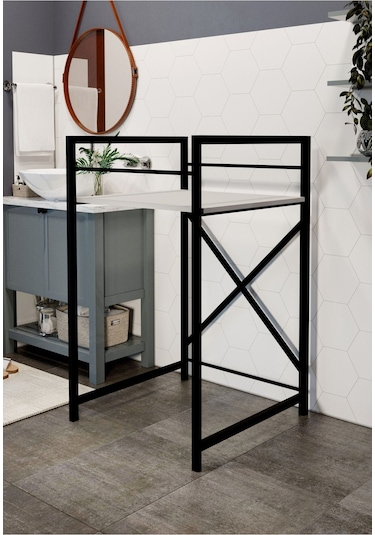 Çamaşır Makinası Ve Kurutma Makinası Rafı Çamaşır Makinası Üstü Banyo Düzenleyici Raf Beyaz