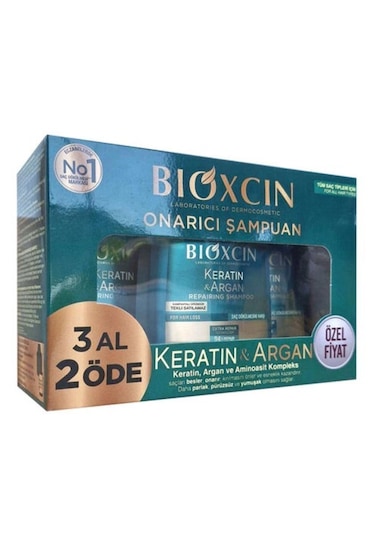 Bioxcin Keratin & Argan Onarıcı Şampuan 3 x 300 ML