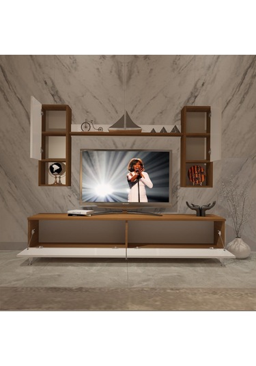 Decoraktiv Eko 5da Slm Std Silver Tv Ünitesi Tv Sehpası Ceviz - Beyaz