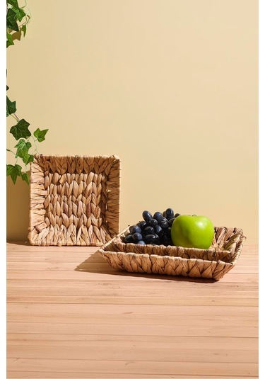 Cliento 3'lü Kare Hasır Sunum Seti Kahverengı Kahverengi