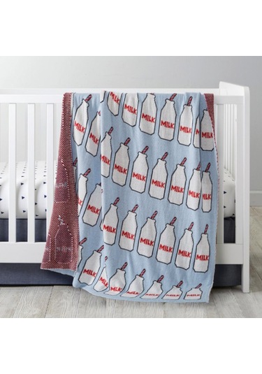 Suntek Bebek Çocuk Örgü Çok Amaçlı Battaniye L-130X110Cm Açık Mavi