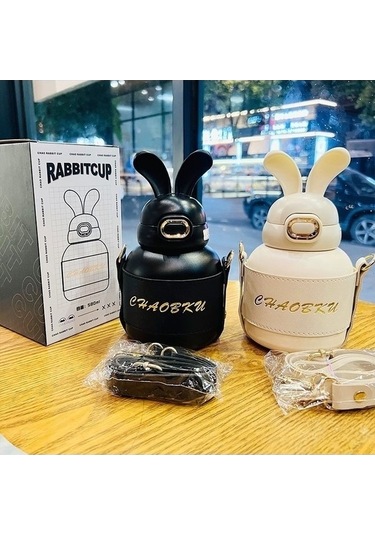 Didadodo Sevimli Tavşan Kulaklı Su Kupası - Öğrenci Çocuk Beyaz Bardağı - Xd Kırmızı Beyaz Beyaz