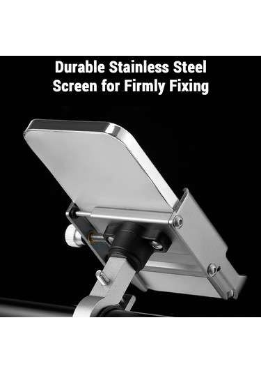 Springsun Alüminyum Bisiklet Telefon Tutucu 360 Döner Motosiklet, Elektrikli Bisiklet Ve Scooterlar İçin Navigasyon Stantı Titanyum Rengi Gri