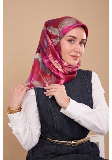 Silk Home Twill İpek Eşarp 11480-60 Bordo, Fuşya, Pembe, Mor, Gri, Krem