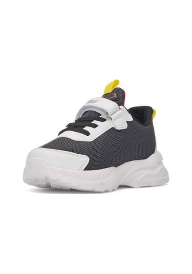 Günlük Unisex Çocuk Sneaker Lastik Bağcıklı Cırtlı Hafif Nefes Alabilen Spor Ayakkabı 080 Beyaz - Siyah - Füme - 2