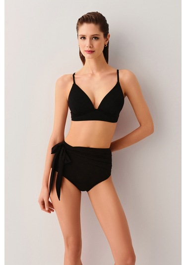 Suwen Yüksek Bel Bağcıklı Bikini Alt Sbn25120012 Siyah
