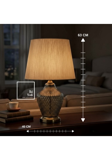 Zaragoza Büyük Cam Abajur Lüks Masa Lambası 63 Cm Aydınlatma Dekorasyon Ürünleri Ev Ofis Hediyesi Çok Renkli