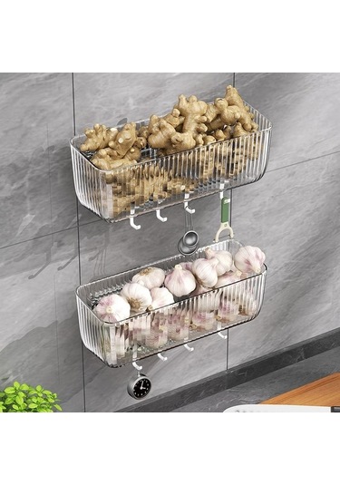 Pazly Suntek Asılı Sepet Organizatörü - Zencefil Sarımsak Saklama Temizleme Konteyneri Temizlemek
