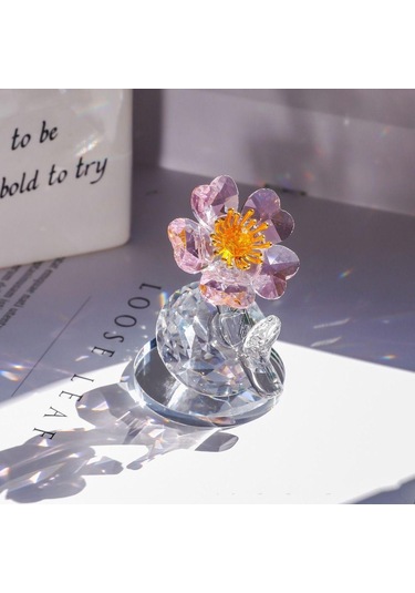 Şeffaf Taban Mini Cam Çiçek Heykeli Süsü Yapay Çiçek Figürin Yıl Dönümü Style 10