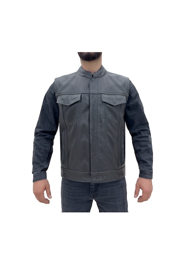 The Biker Jeans California Deri Motosiklet Yeleği