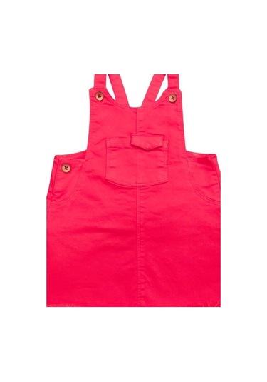 Kız Bebek Pamuklu Cepli Salopet-13899 Fuşya