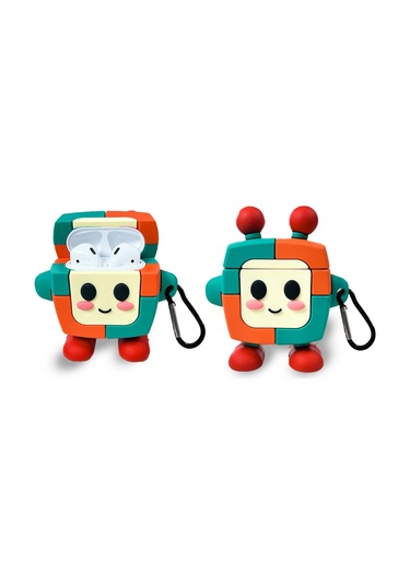 İos Pro 2.nesil Uyumlu Kopçalı Robot Tasarımlı Sevimli Silikon Kılıf