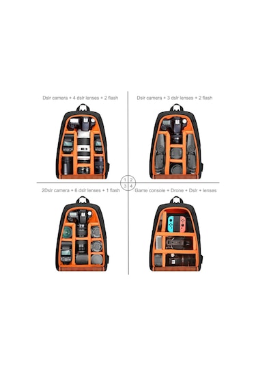 Butu Puluz Pu5011 Taşınabilir Su Geçirmez Çizilmeye Dayanıklı Sırt Çantası Kamera Taşıma Çantası - Siyah