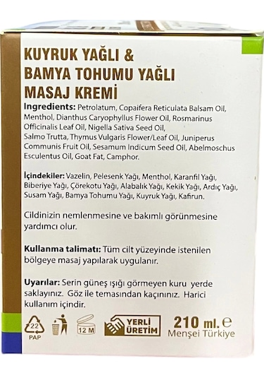 Kuyruk Yağı Masaj Kremi 210 Ml, Esila