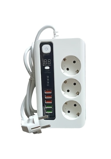 4.2a Usb'li Akıllı 3'lü Priz Zaman Ayarlı 5 Usb 2 Metre Uzatma