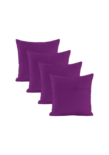 Dekoratif 4'lü Kırlent Yastık Kılıfı Seti - 42 X 42 Cm - Mürdüm