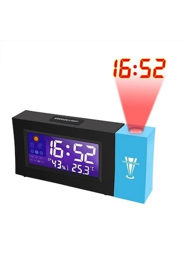 Techtic Projeksiyonlu Masa Saati Derece Nem Tarih Göstergeli