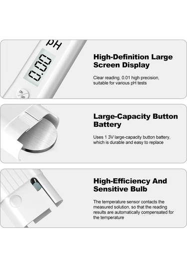 Springsun Ph Değeri Asitlik Ve Alkalinite Test Cihazı Taşınabilir Ph Test Kalemi Beyaz
