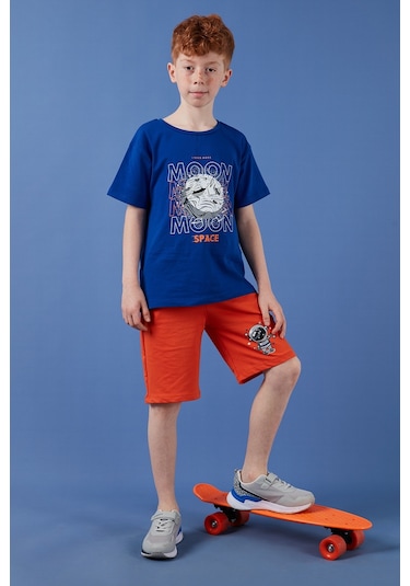 Lela Pamuklu Regular Fit Bisiklet Yaka Şortlu Alt-Üst Erkek Çocuk Takım 6212008 Saks