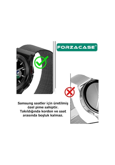 Forzacase Samsung Galaxy Watch7 44mm İle Uyumlu Metal Mıknatıslı Kordon Kayış - Fc302 Siyah