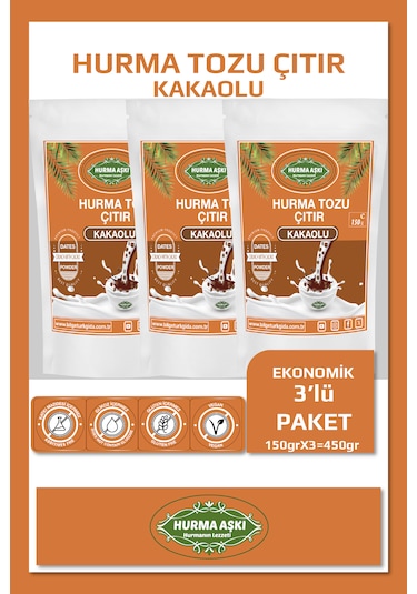Hurma Aşkı Hurma Tozu Çıtır Kakaolu 150x3 450 Gr