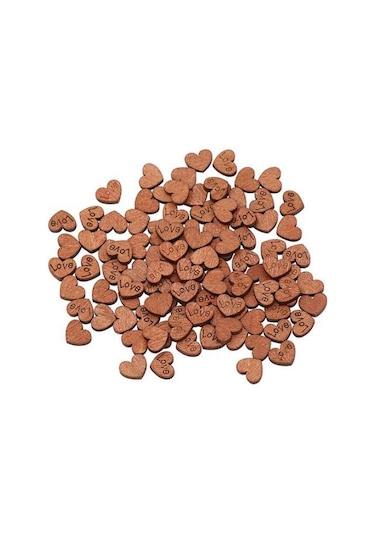 100 Adet Ahşap Aşk Kalp Düğmesi Düğün Masa Dağılımı Konfeti Dekorasyon El Sanatları Love Letter