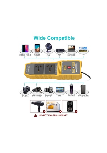 Sones Üç Usb'li 12v İla 220v 300w Araç Güç Çeviricisi