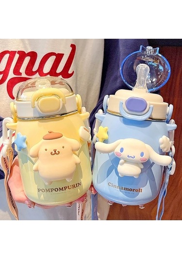 Elmpaly Sanrio Kuromi Termos Bardak 700ml, 316 Paslanmaz A5, Cinamoroll Design/ Çok Renkli