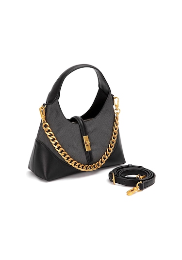 Levidor 930409 Kadın Gold Zincir Aksesuarlı El Çantası Siyah Siyah