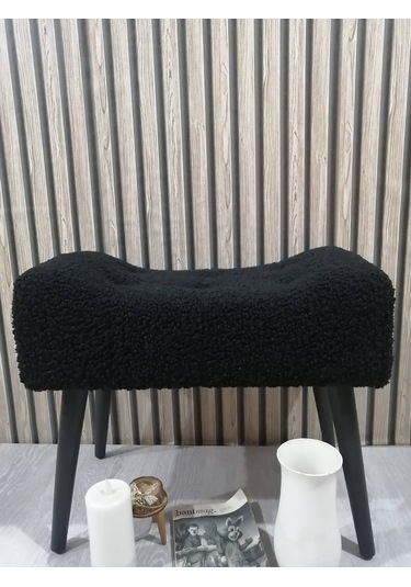 Puf Ahşap Ayak, Çima Dikiş Pelüş Teddy Kumaş