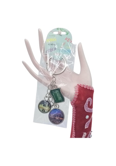 Suudi Arabistan Üçlü Epoksi Metal Çift Taraflı Damla Anahtarlık Saudi Arabia Gümüş