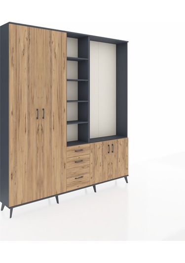 Arges Dolap 13 Raflı 3 Çekmeceli 4 Kapaklı 220x30x243 Antrasit-çam/çam Atlas Çam/atlas Çam Arges Dolap 13 Raflı 3 Çekmeceli 4 Kapaklı 220x30x243 Antrasit-çam/çam Atlas Çam/atlas Çam