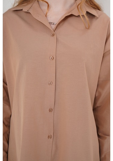 Bigdart 3900 Oversize Uzun Basic Gömlek - Camel 001