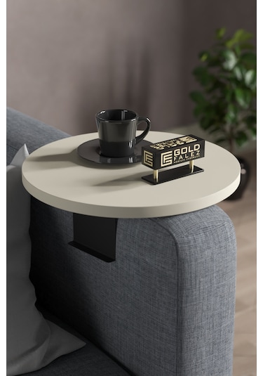 Yan Sehpa Ayarlanabilir Tepsi Dekoratif Modern Tepsi Krem