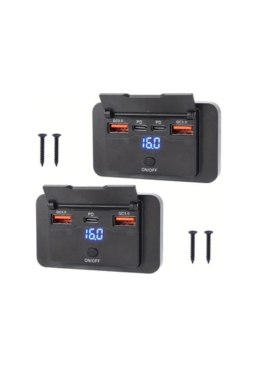 Stil A Duvara Montaj İçin Tasarlanmış, Usb C Ve Çift Qc 3.0 Araç Usb Bağlantı Noktaları İle Donatılmış, Düğme Anahtarı, Çok Bağlantılı Güç Soketi, Araçlarda, Otobüslerde, Karavanlarda Ve Kamyonlarda Dıy Aksesuarları İçin Uygun, Pil Olmadan