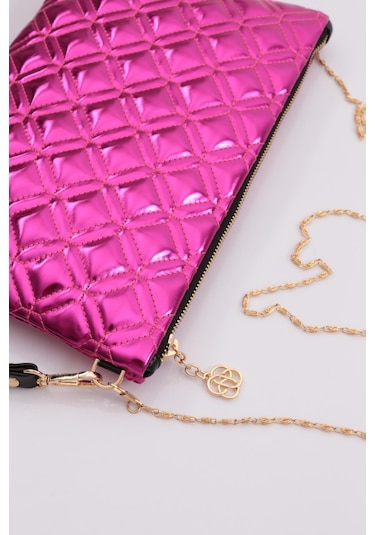 Dgn 4004 Kadin Baklava Dilimi Desenli Çanta 4004-2337-R13775 Fuşya