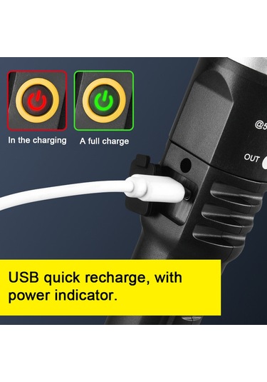Teltree Usb Hızlı Şarjlı, Çift Işık Kaynağı, Teleskopik Odaklı, Dışarıda Kullanım İçin Altın El Feneri Altın