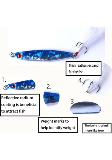 Hengjıa 7 Adet Metal Lures Demir 8 Cm/40g Tüy Kanca İle Balıkçılık Lures Yem