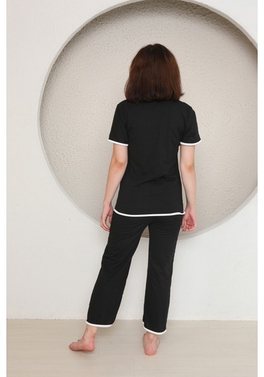 Fames Pijama Yazlik Penye Kadin Pijama Takim Siyah